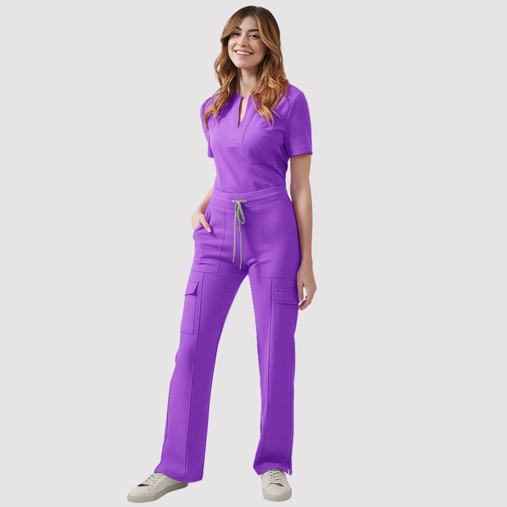 Medical Lab Design - Designer Women's Lab Two-Piece V-Neck Top