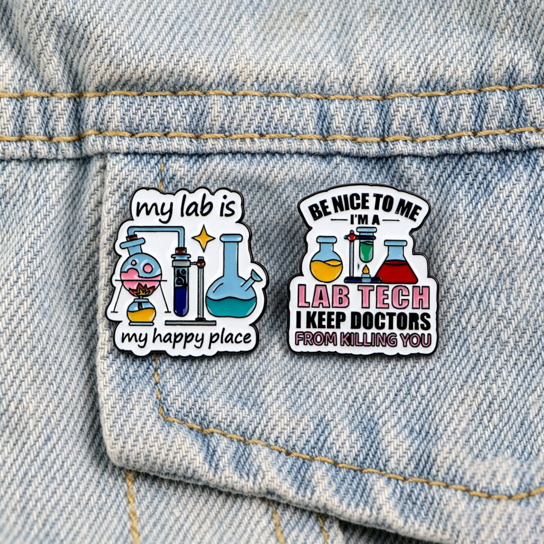 Medical Lab Gifts - Funny Lab Tech Enamel Pins Set