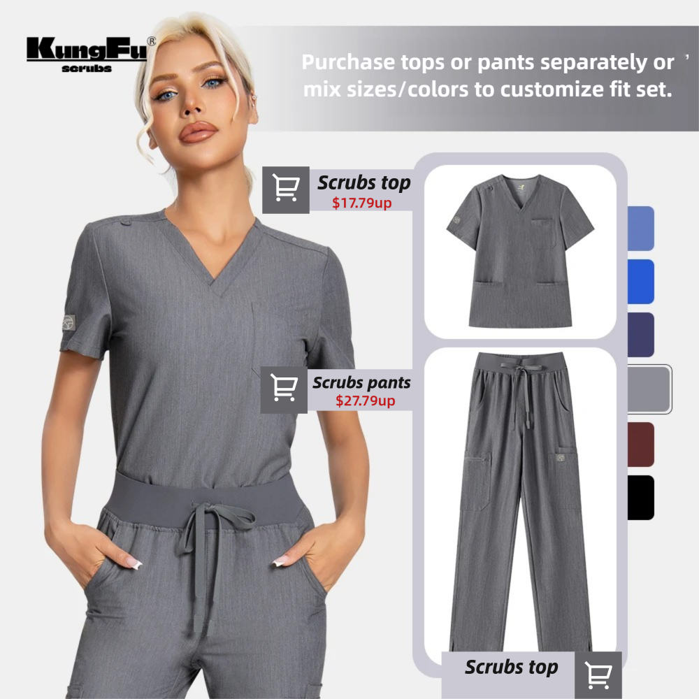 KUNGFU SCRUBS Women Nurse Scru - Medical Lab Uniform บทวิจารณ์และราคา