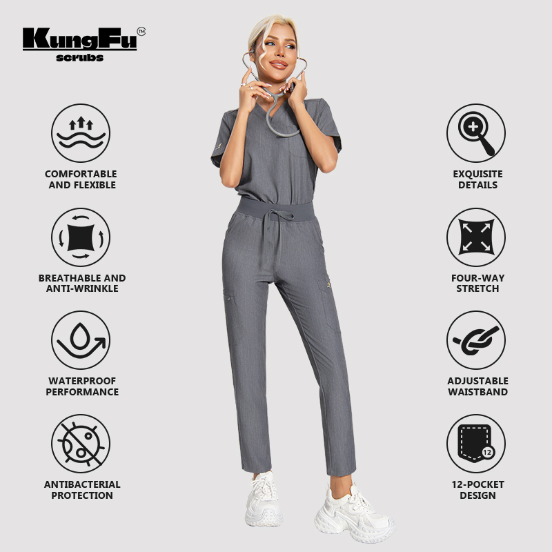 KUNGFU SCRUBS Women Nurse Scru - Medical Lab Uniform บทวิจารณ์และราคา