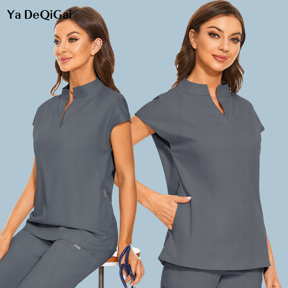 Fashion Stand Collar Scrubs To - Medical Lab Uniform บทวิจารณ์และราคา