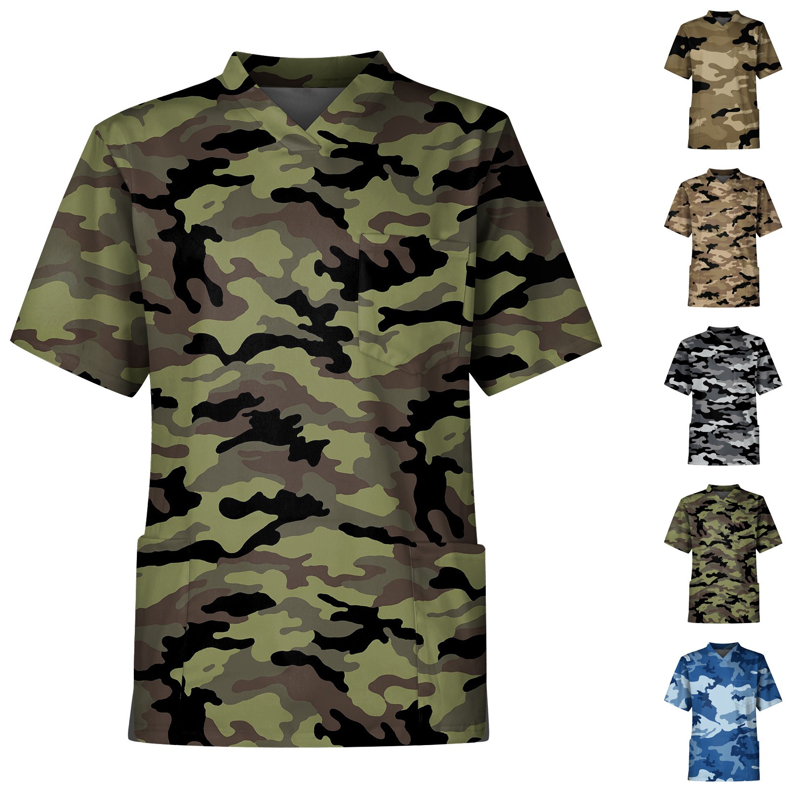 Men'S Camouflage Print Nurse U - Medical Lab Uniform บทวิจารณ์และราคา