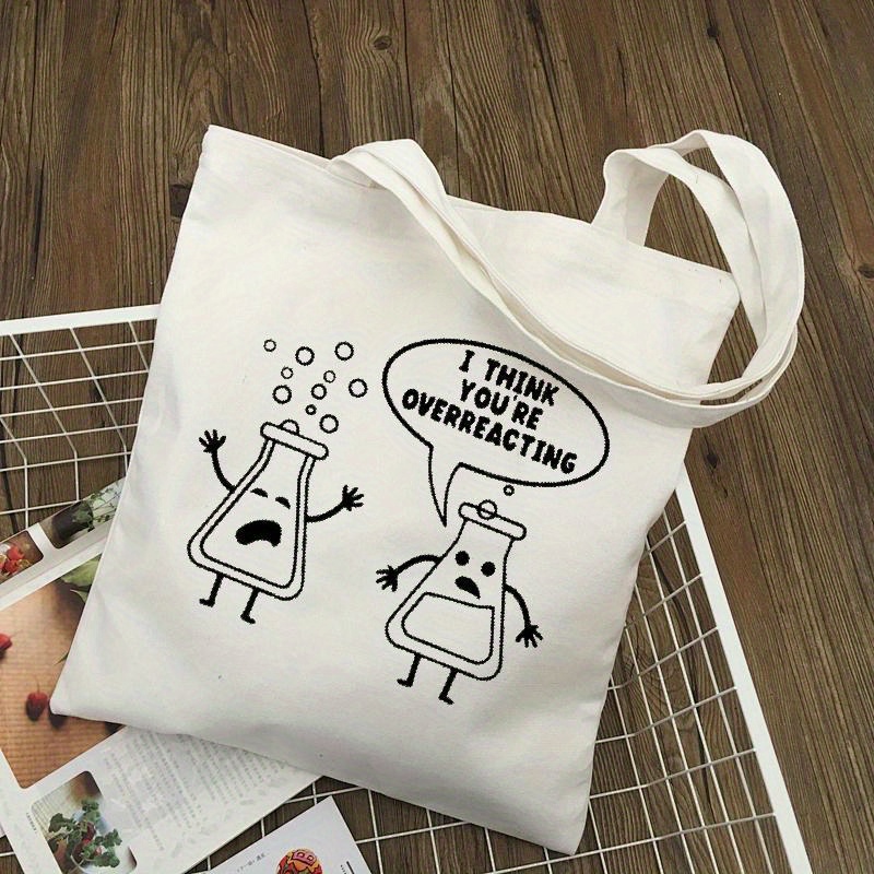 White Canvas Tote Bag Cartoon  - Medical Lab Design บทวิจารณ์และราคา