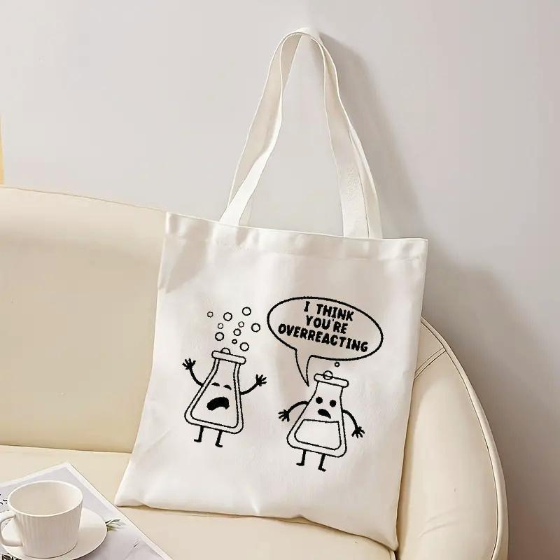 White Canvas Tote Bag Cartoon  - Medical Lab Design บทวิจารณ์และราคา