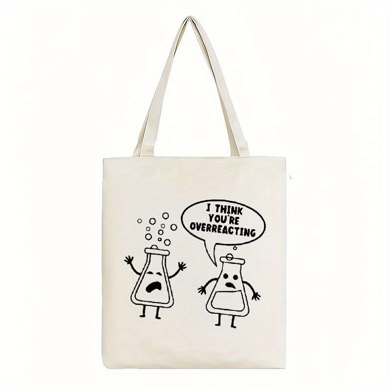White Canvas Tote Bag Cartoon  - Medical Lab Design บทวิจารณ์และราคา