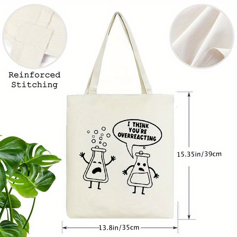 White Canvas Tote Bag Cartoon  - Medical Lab Design บทวิจารณ์และราคา