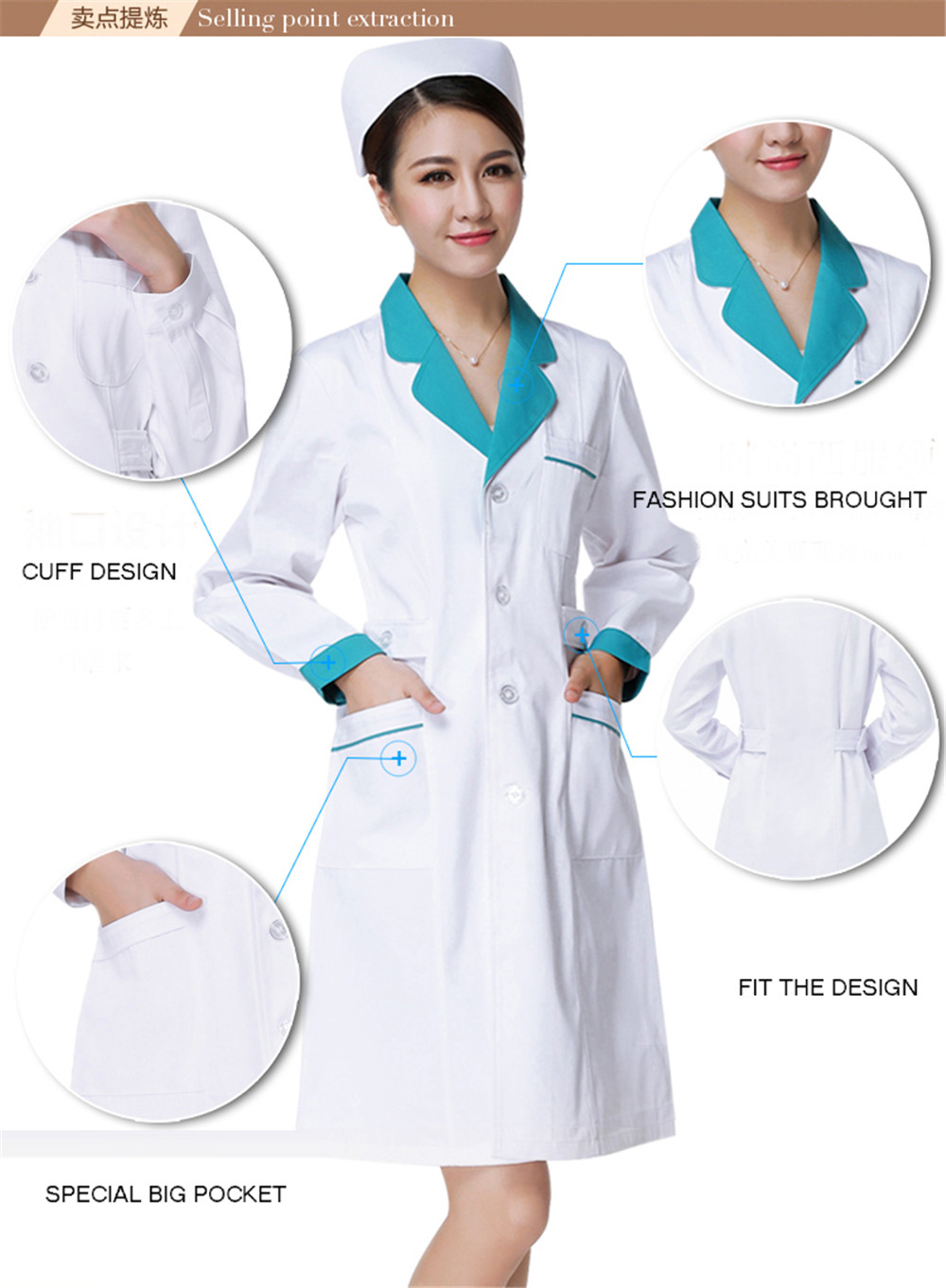 Nurse Uniform Hospital lab coa - Medical Lab Design บทวิจารณ์และราคา